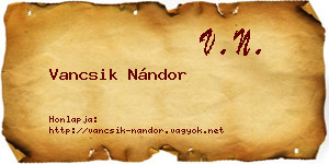 Vancsik Nándor névjegykártya